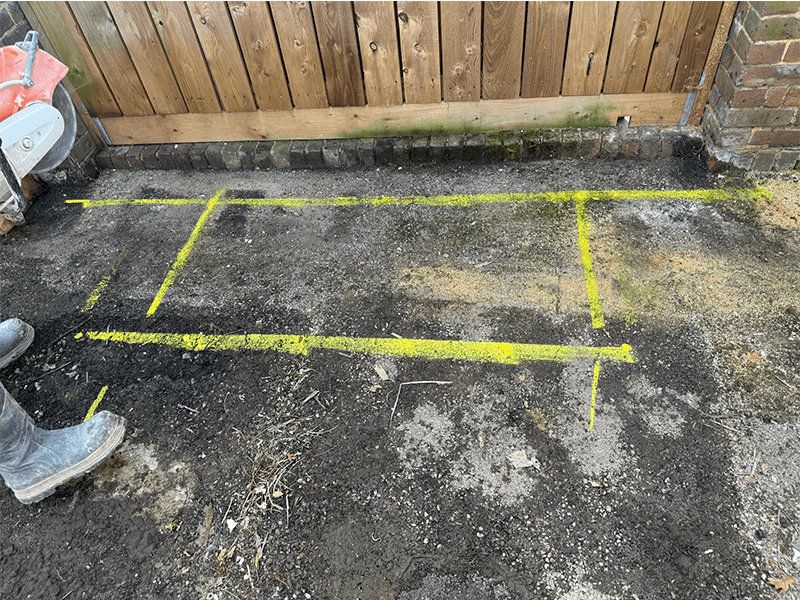 Site marking and planning before groundworks excavation